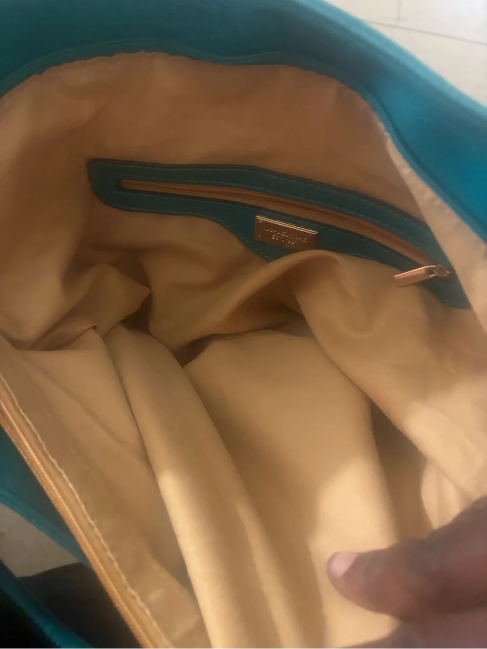 Michael Kors Teal Leather Tote with Gold Accents